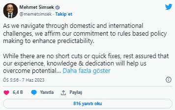 Hazine ve Maliye Bakanı Şimşek'ten ilk paylaşım: Acil önceliğimiz ekibimizi güçlendirmek ve güvenilir bir program tasarlamaktır